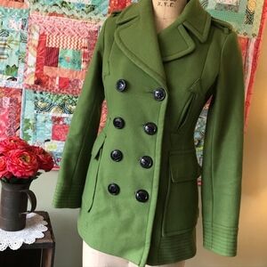 Green Double-Breasted Women's Coat